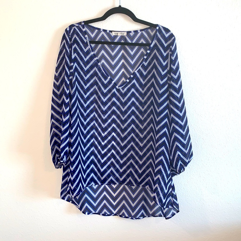 Sheer blouse with chevron pattern